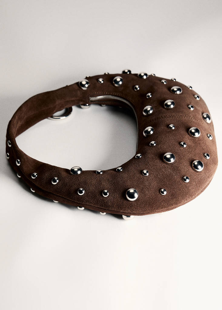 Sac À Main En Cuir Avec Application Boules Métalliques