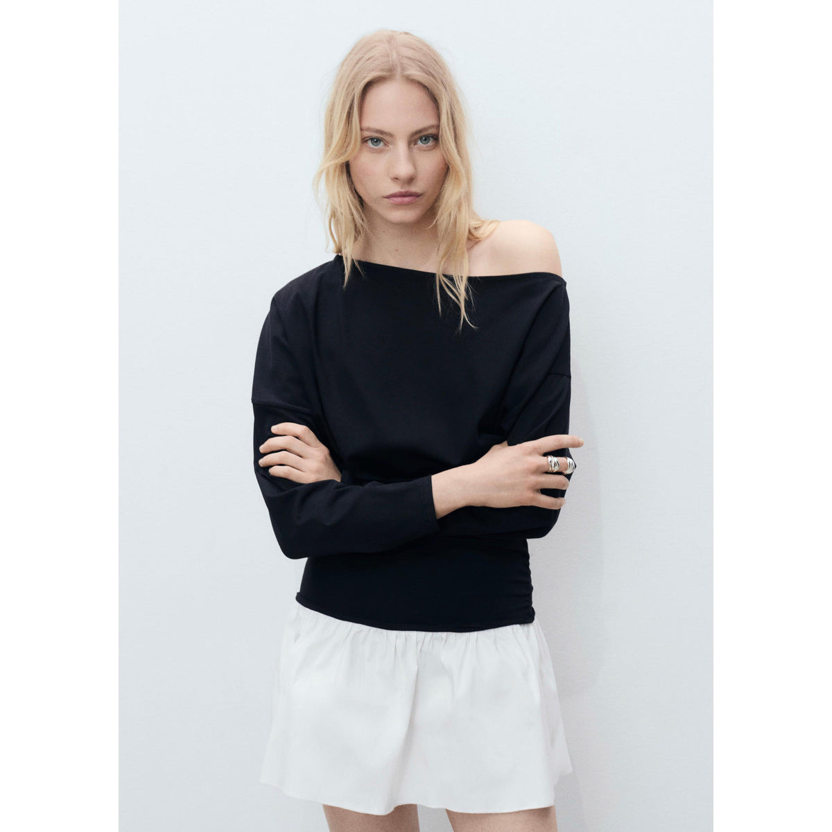 Short Draped Combined Fabric Dress