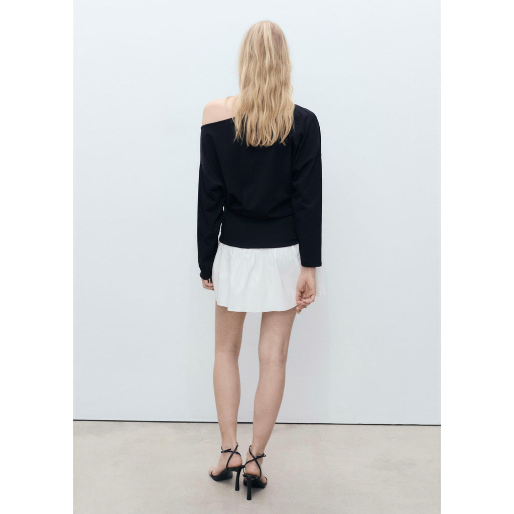 Short Draped Combined Fabric Dress