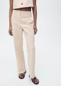 Pantalon Coton Droit Taille Moyenne - Ecru