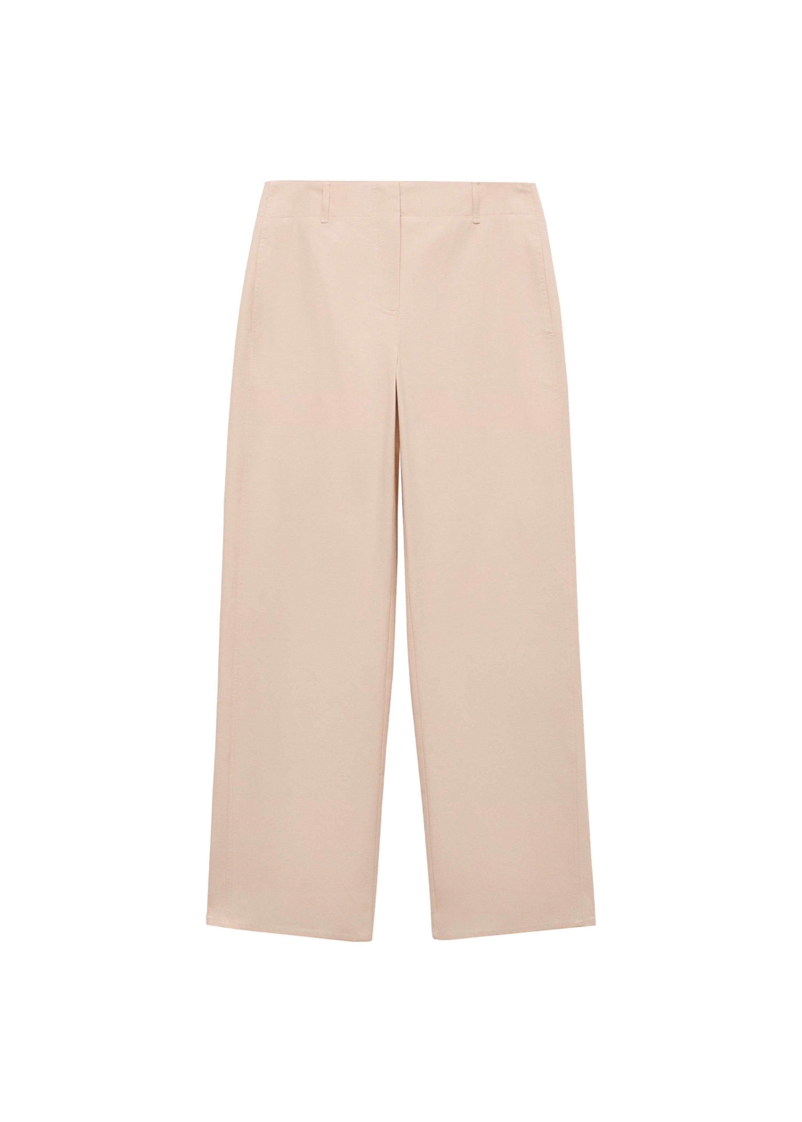 Pantalon Coton Droit Taille Moyenne - Ecru