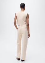 Pantalon Coton Droit Taille Moyenne - Ecru