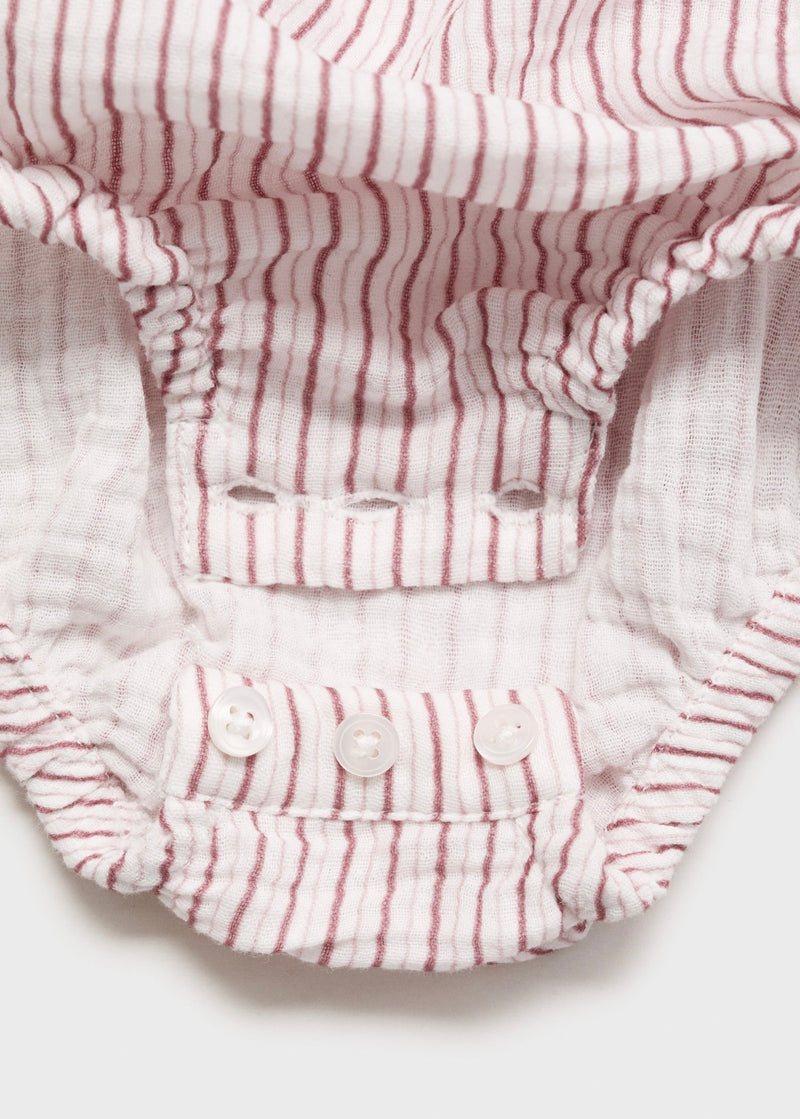 Combinaison Une Pièce En Coton Rayé - Rosa - Nouveau Né