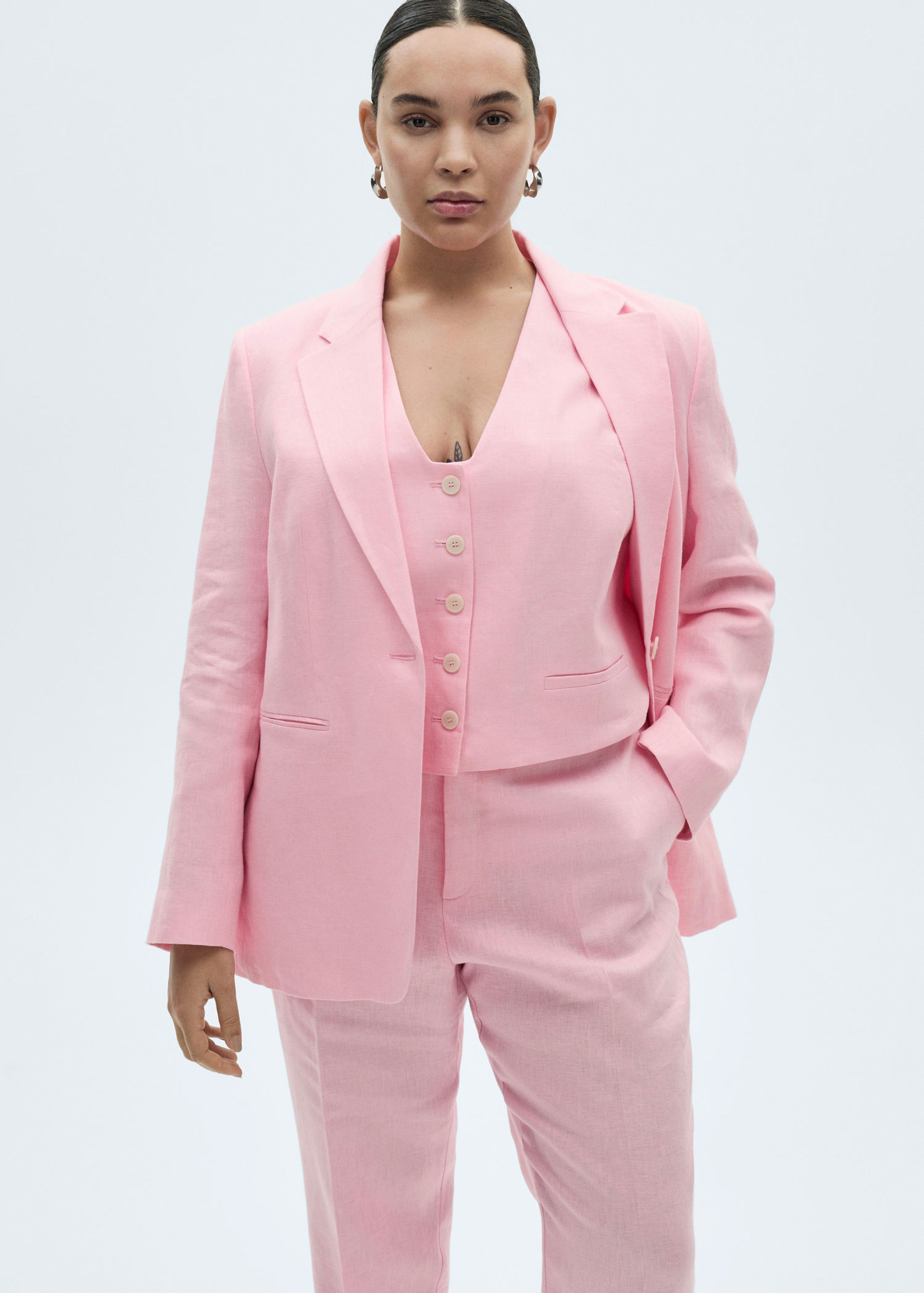 Pantalon De Costume Lin - Light Pink