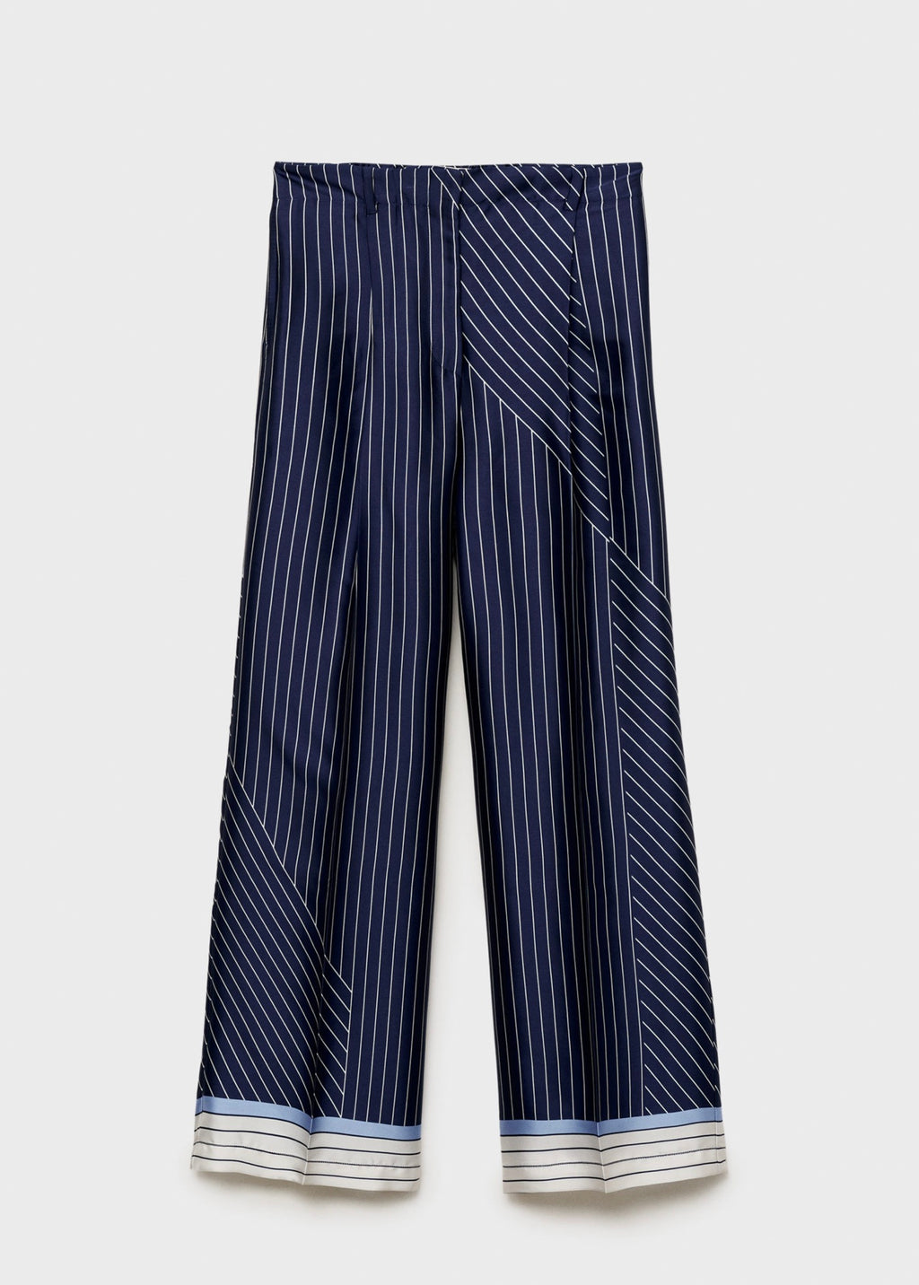 Pantalon Droit Rayures Combinées - Blue