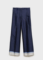 Pantalon Droit Rayures Combinées - Blue