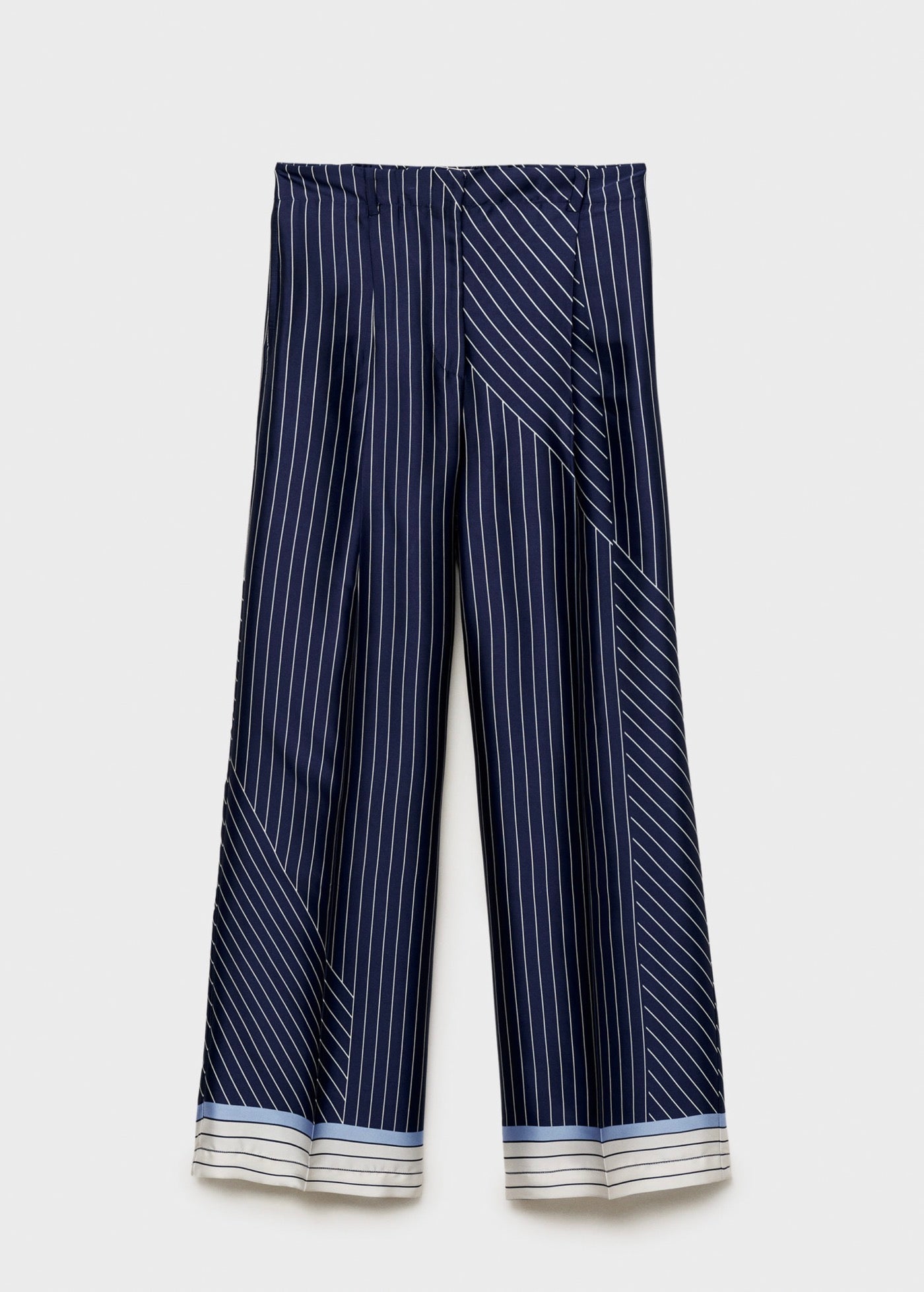 Pantalon Droit Rayures Combinées - Blue