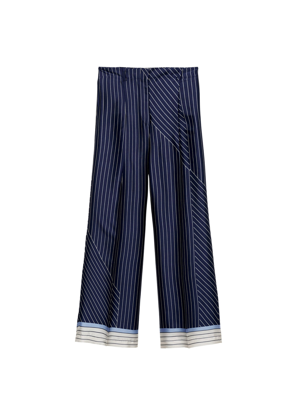 Pantalon Droit Rayures Combinées - Blue