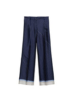 Pantalon Droit Rayures Combinées - Blue