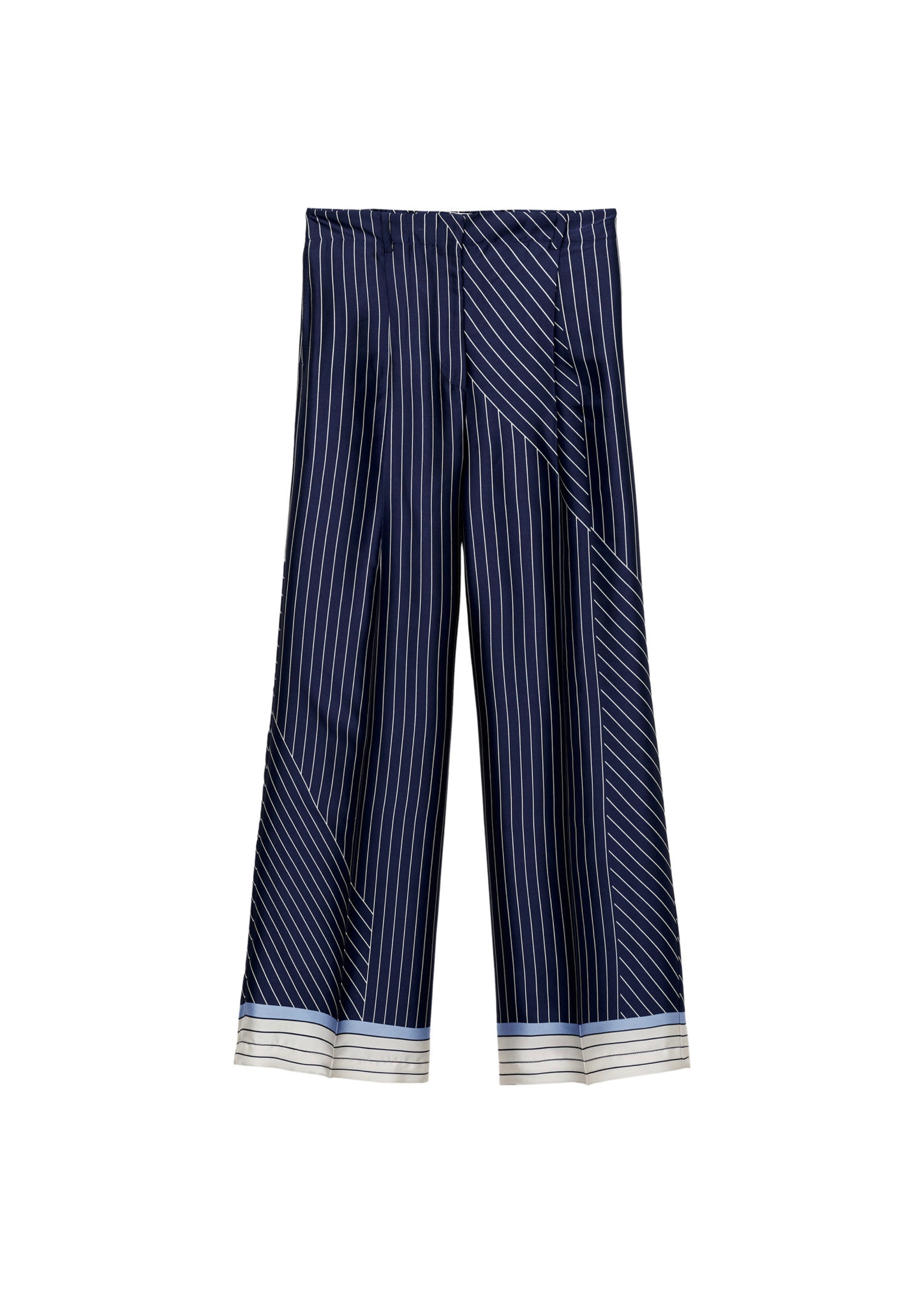 Pantalon Droit Rayures Combinées - Blue