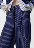 Pantalon Droit Rayures Combinées - Blue
