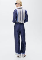 Pantalon Droit Rayures Combinées - Blue