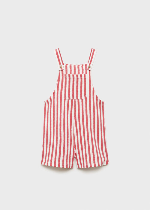 Salopette Courte À Rayures - Rojo Coral - Bébé Garçon