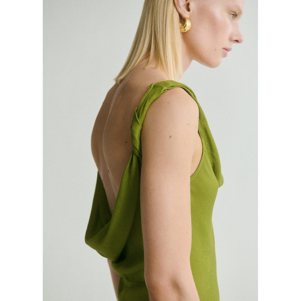 Robe Texturée Encolure Drapée