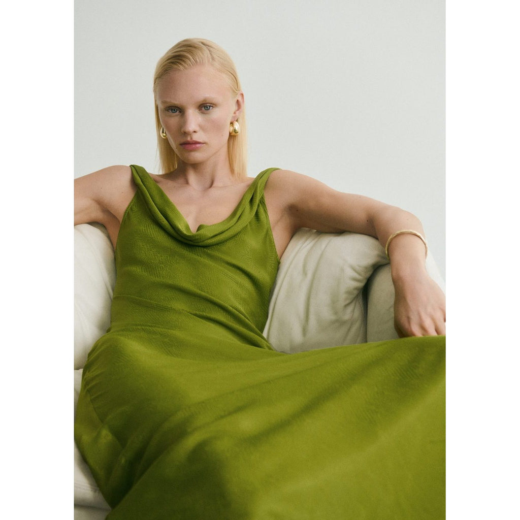 Robe Texturée Encolure Drapée