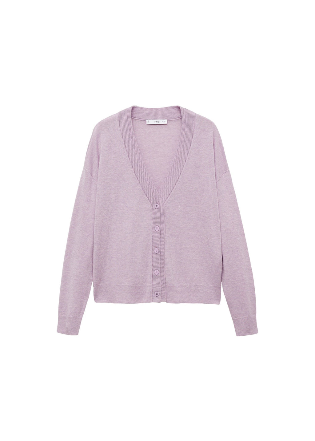 Cárdigan de Punto con Cuello de Pico - Light/Pastel Purple