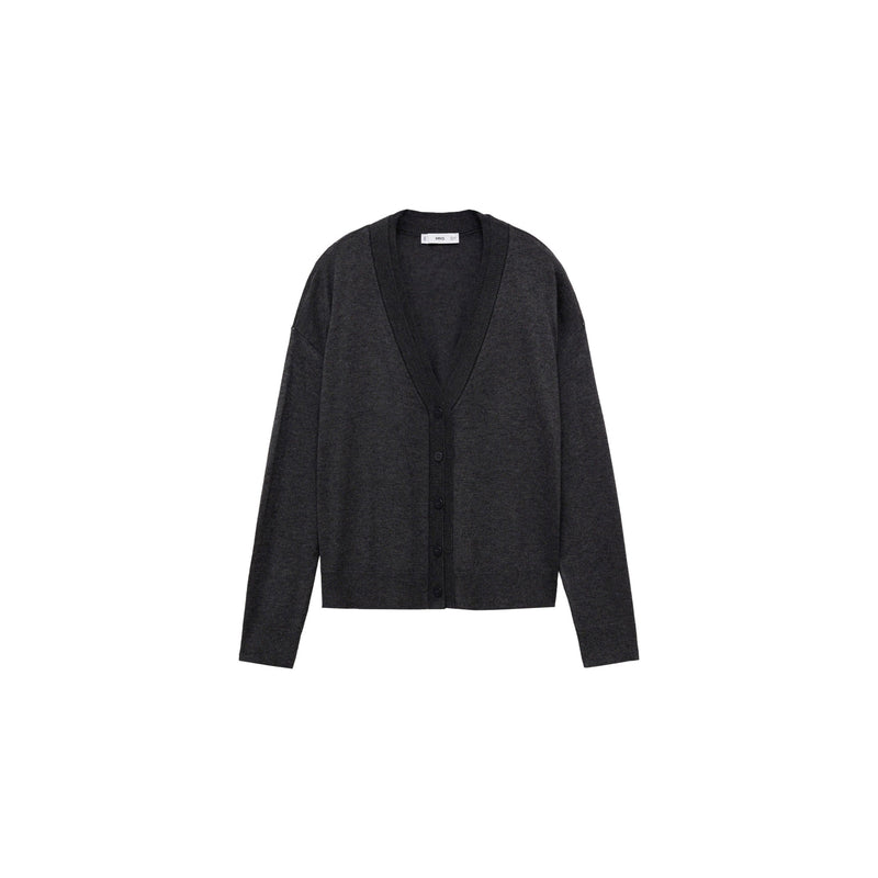 Cardigan Maille Col V - Dark Heather Grey