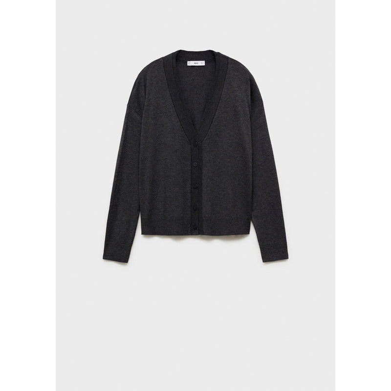 Cardigan Maille Col V - Dark Heather Grey