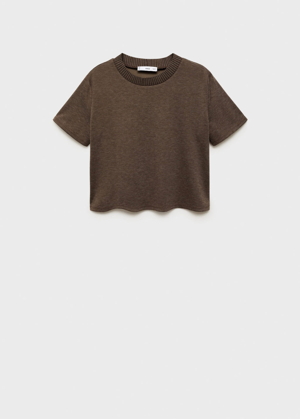 Camiseta Crop de Punto - Brown