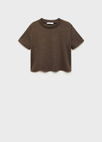Camiseta Crop de Punto - Brown