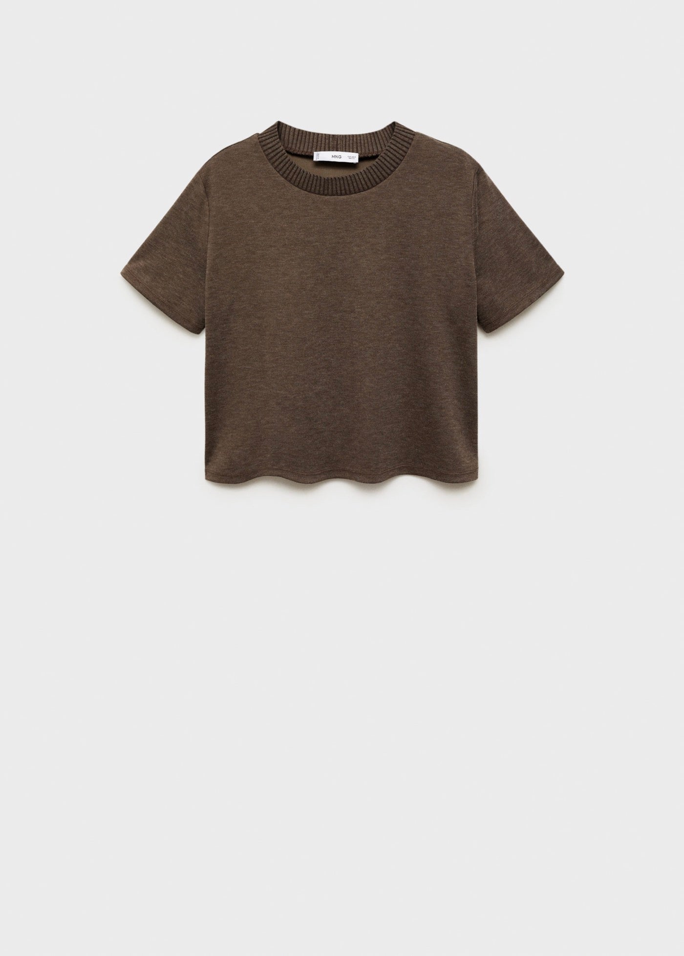 Camiseta Crop de Punto - Brown