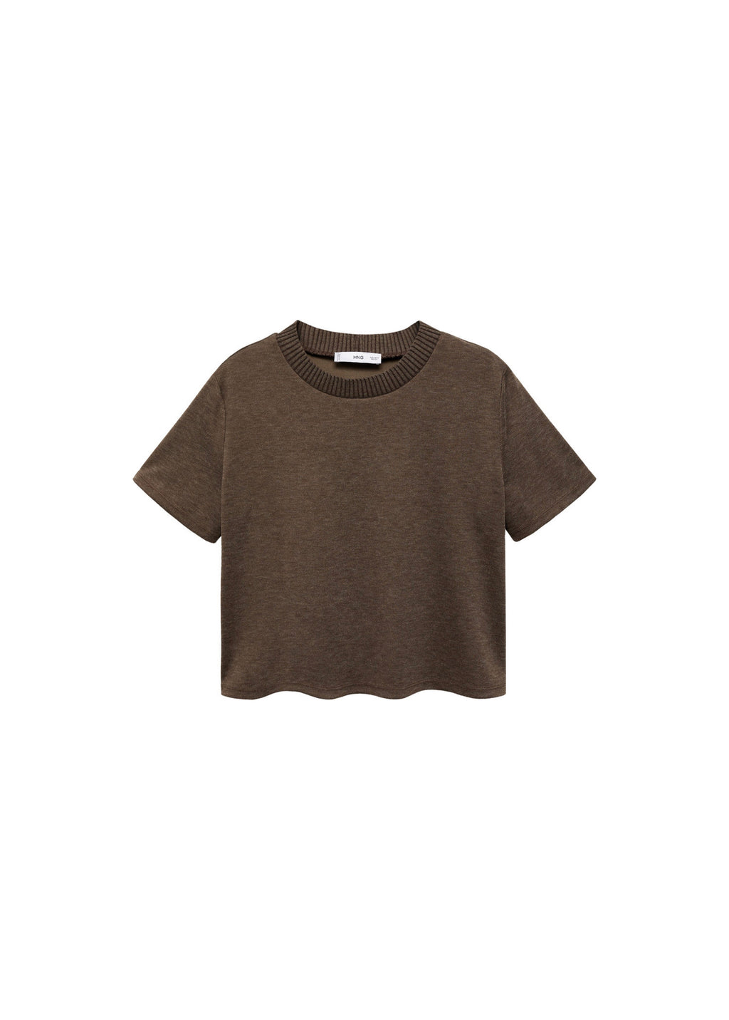 Camiseta Crop de Punto - Brown