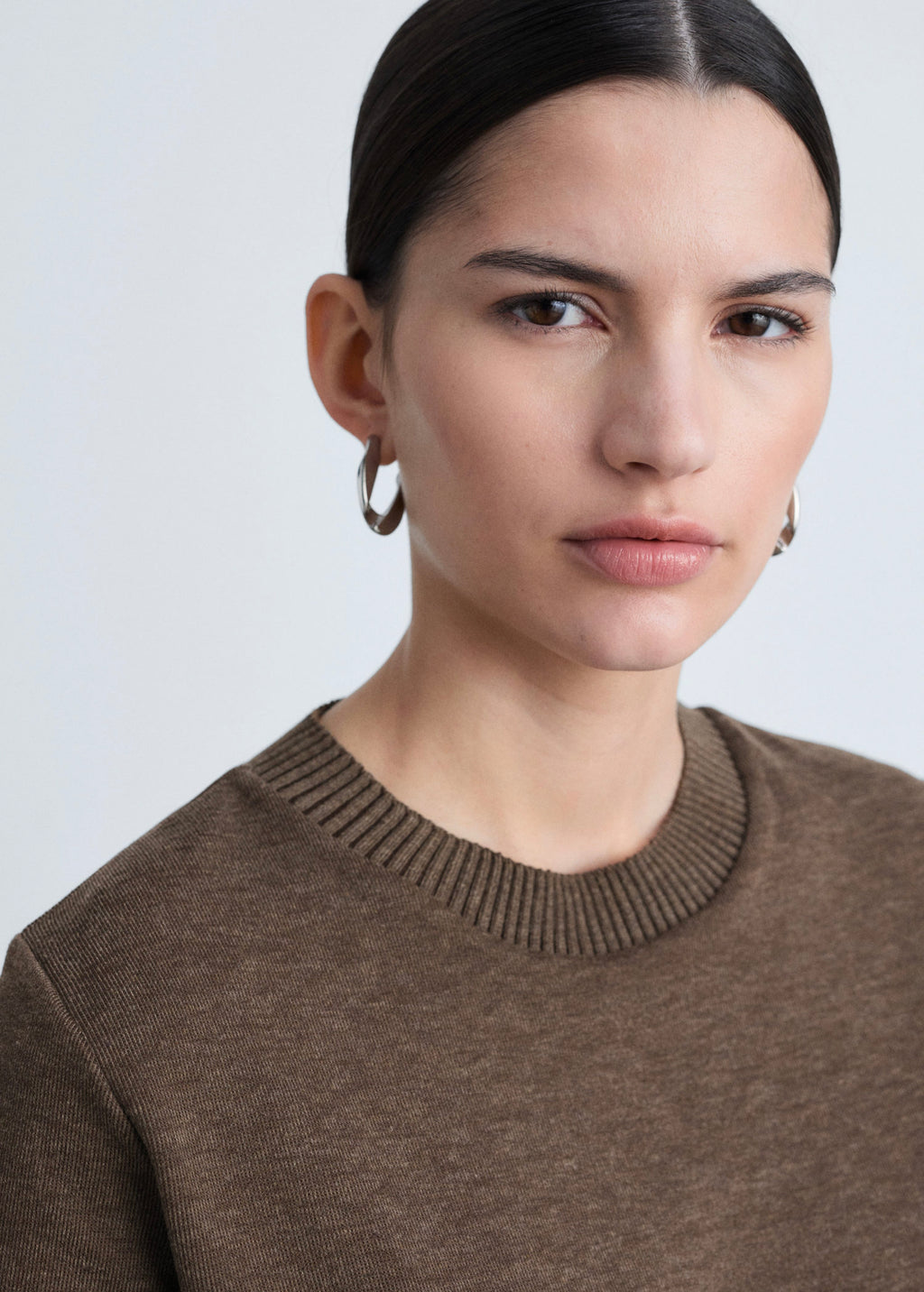 Camiseta Crop de Punto - Brown