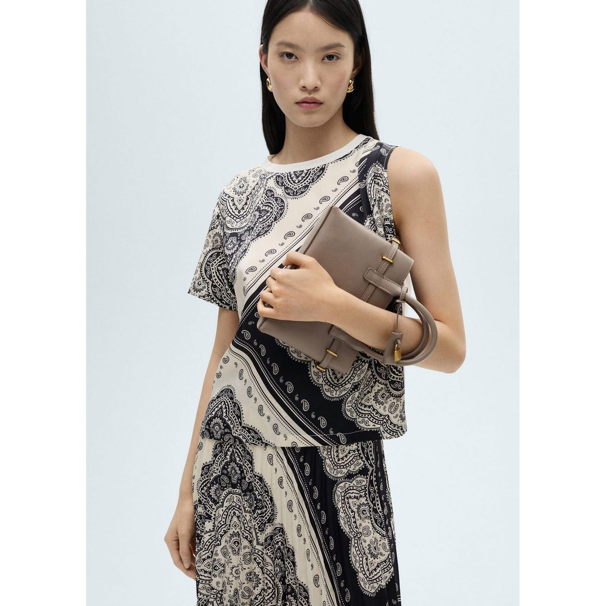 T-Shirt Asymétrique En Imprimé Cachemire