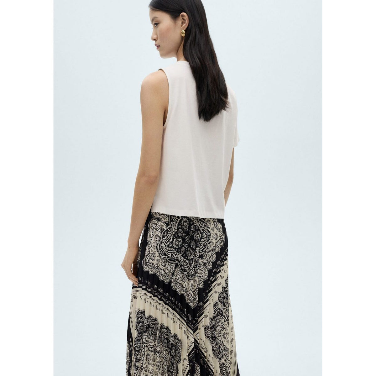 T-Shirt Asymétrique En Imprimé Cachemire