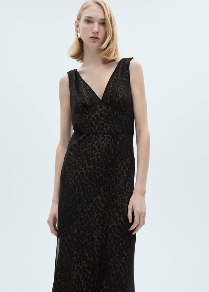 Robe Col En V Imprimé Animal