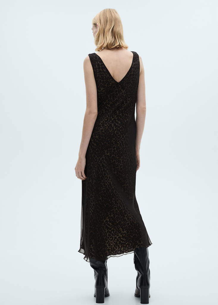 Robe Col En V Imprimé Animal