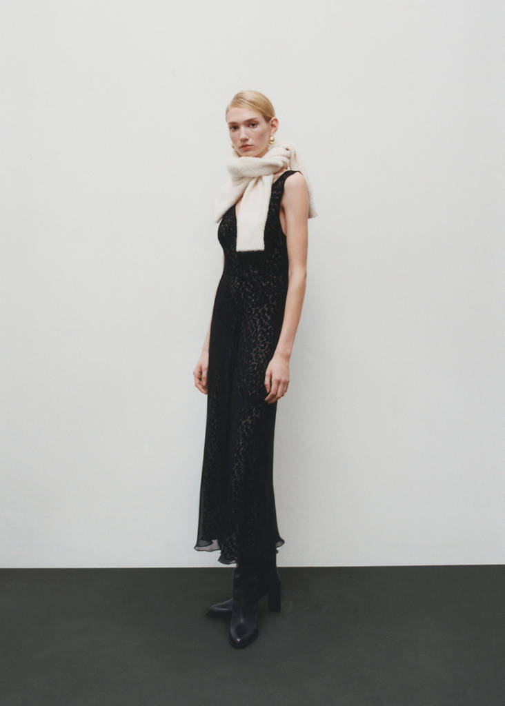 Robe Col En V Imprimé Animal