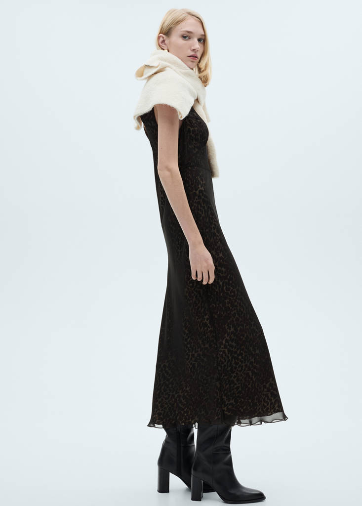 Robe Col En V Imprimé Animal