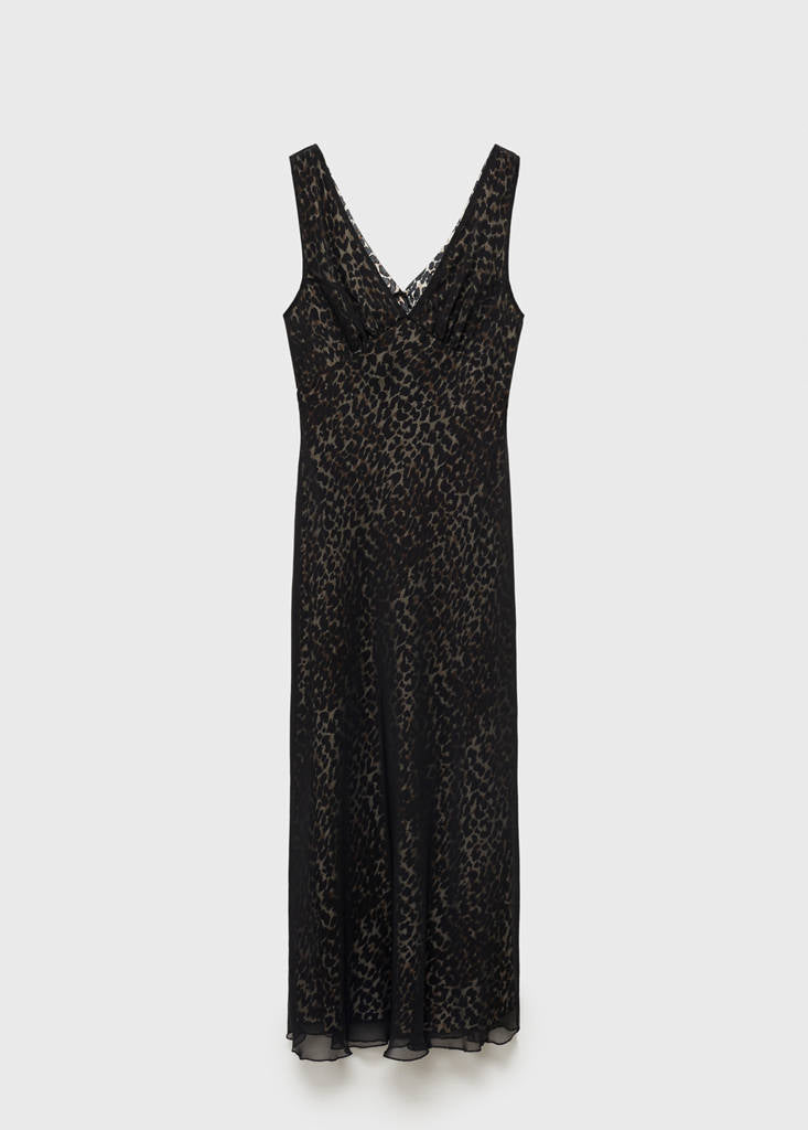 Robe Col En V Imprimé Animal