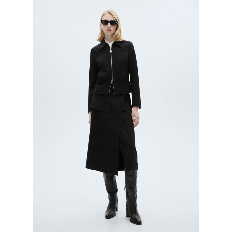 Buckle Detail Midi Skirt - Black