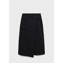 Buckle Detail Midi Skirt - Black