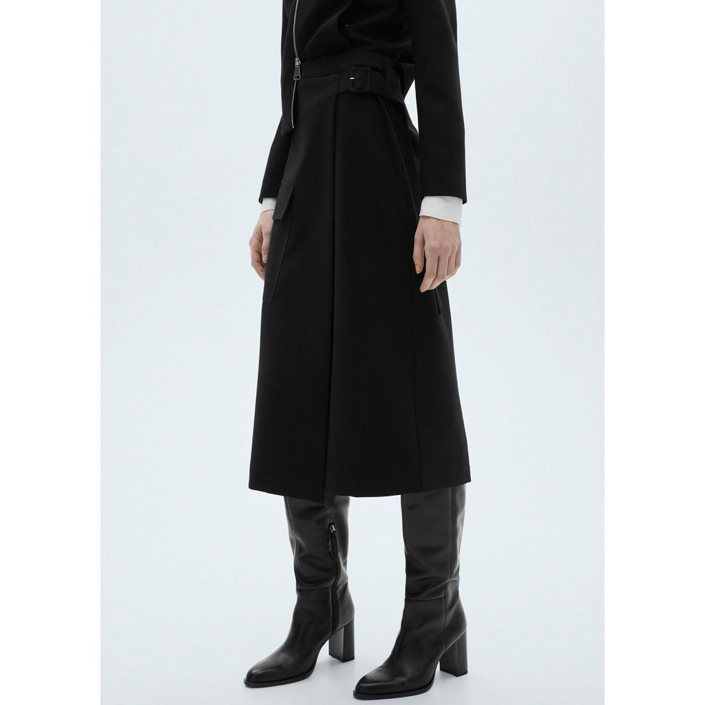 Falda Midi Detalle Hebilla - Black
