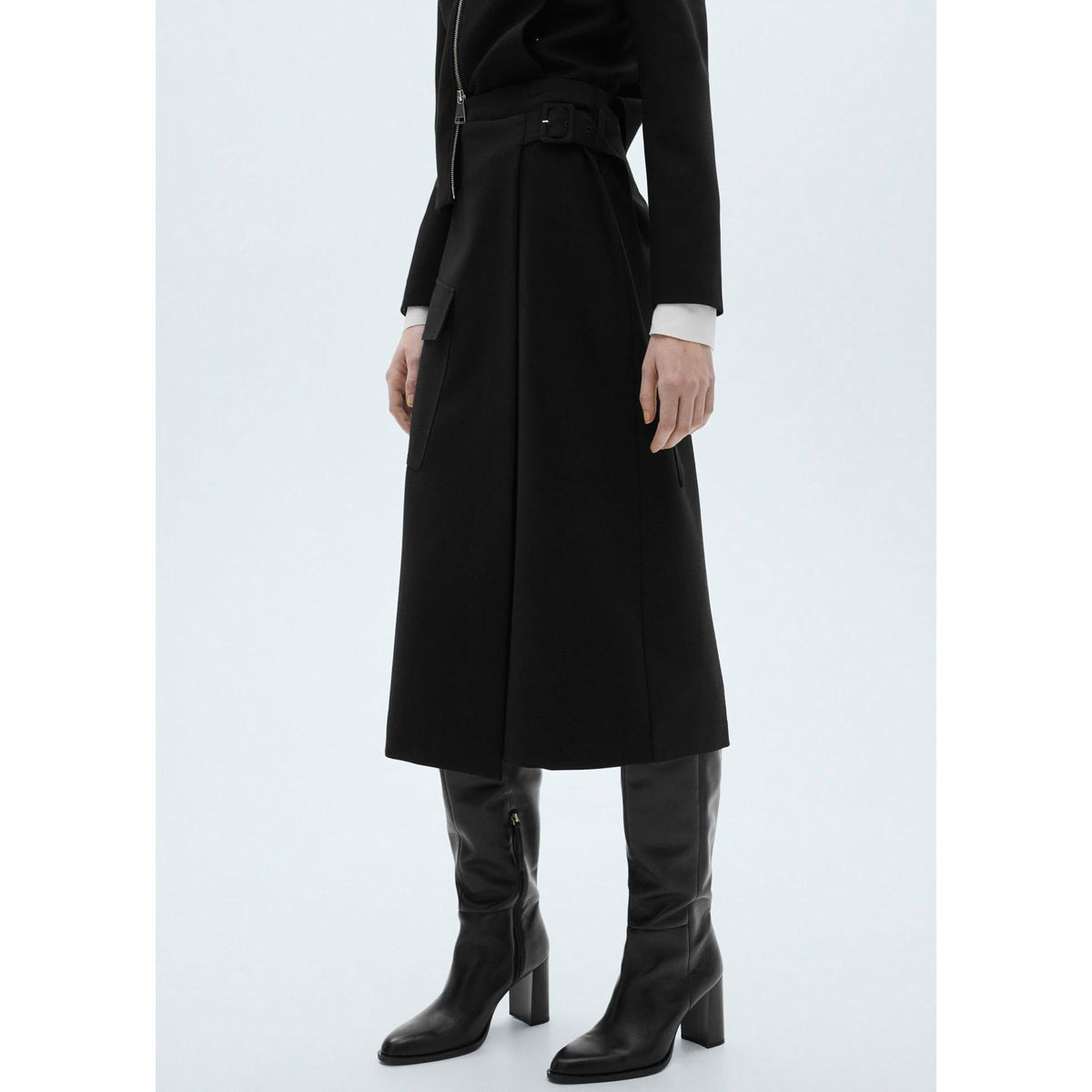 Falda Midi Detalle Hebilla - Black