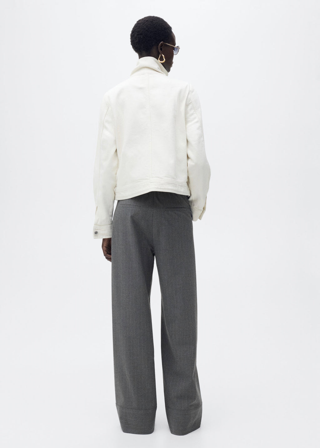 Pantalon Droit Fines Rayures - Grey