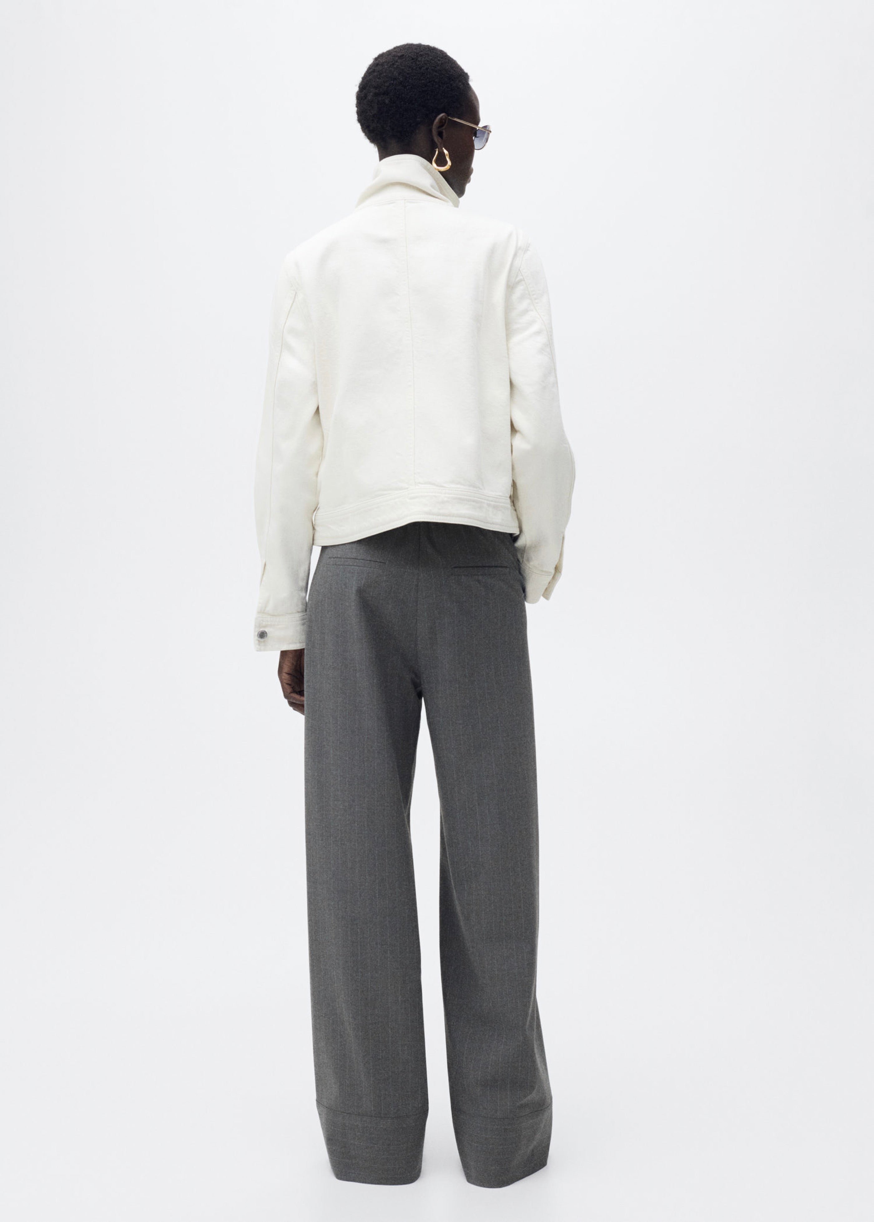 Pantalon Droit Fines Rayures - Grey