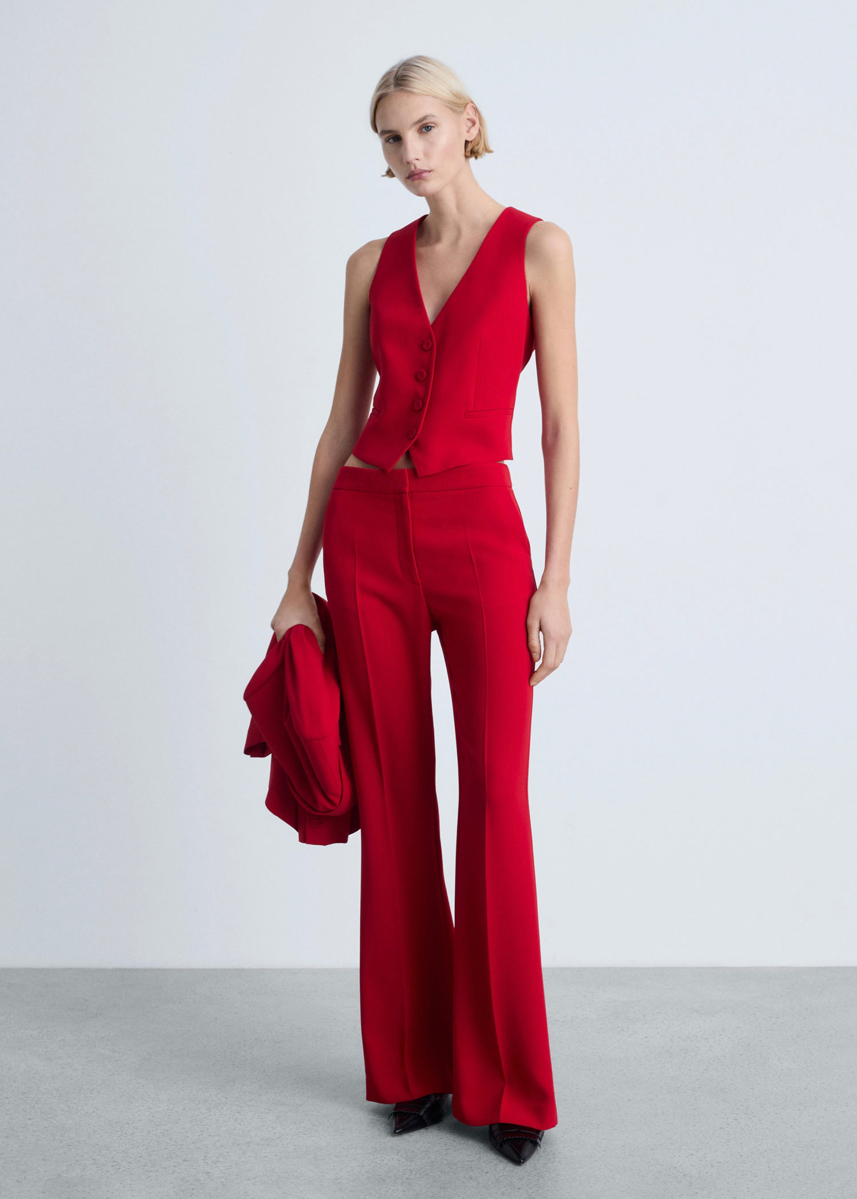 Button-Down Suit Vest - Red