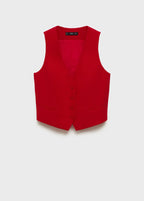 Button-Down Suit Vest - Red