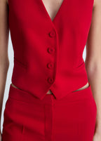 Button-Down Suit Vest - Red