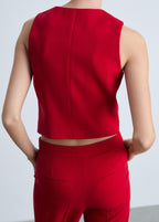 Button-Down Suit Vest - Red
