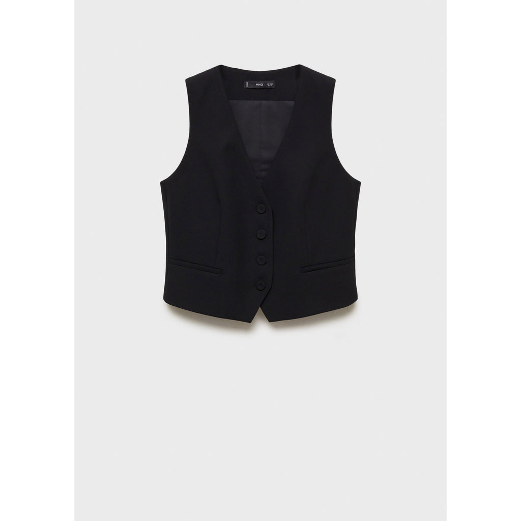 Button-Down Suit Vest - Black