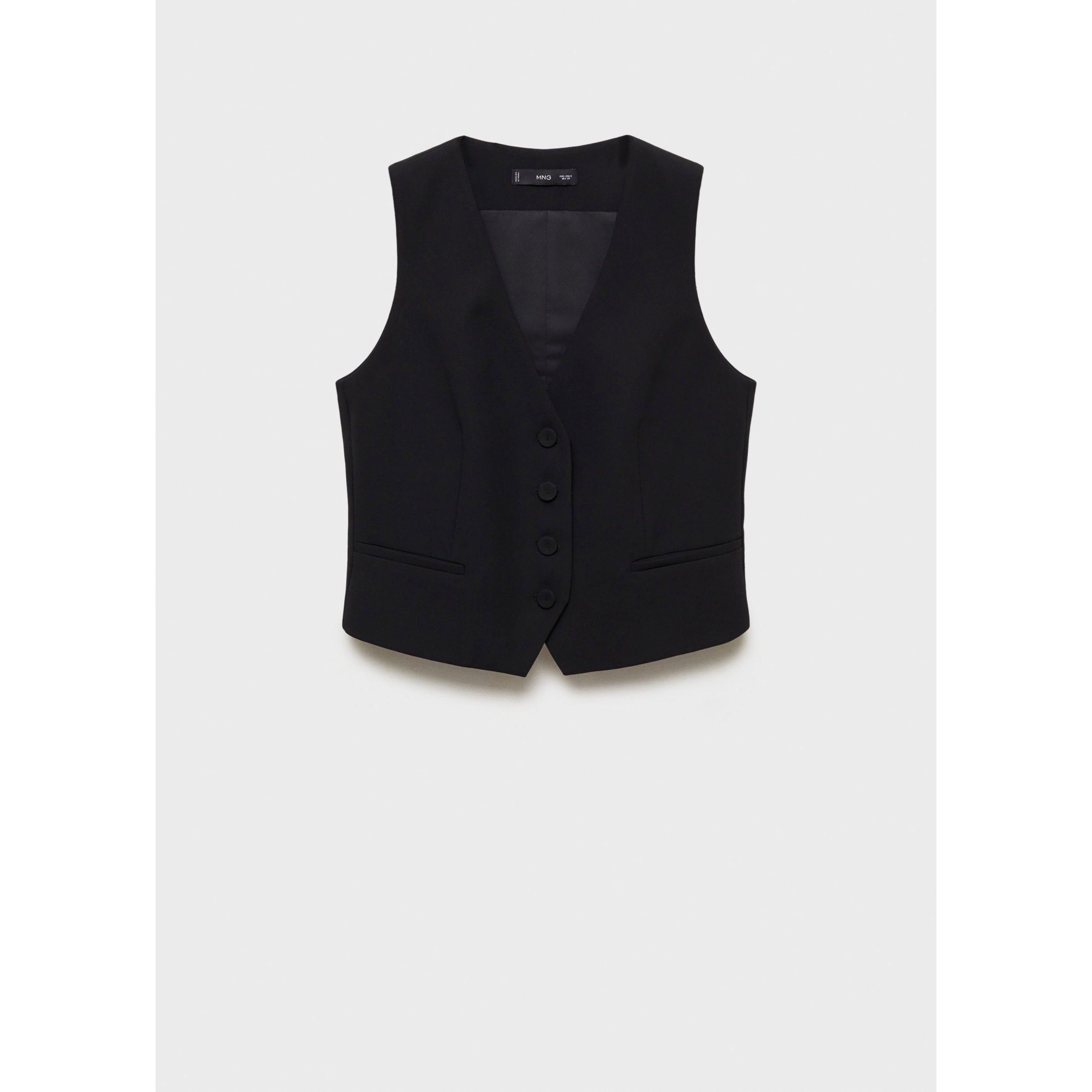 Button-Down Suit Vest - Black