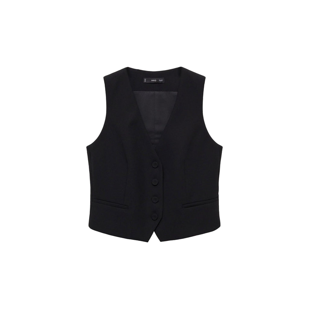Button-Down Suit Vest - Black
