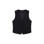 Button-Down Suit Vest - Black