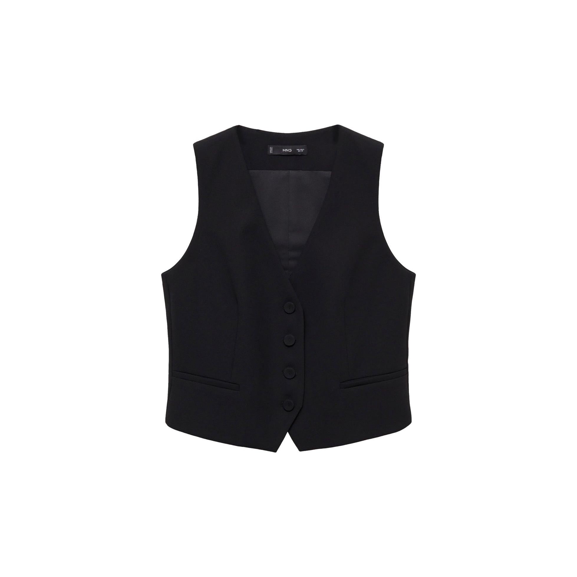 Button-Down Suit Vest - Black