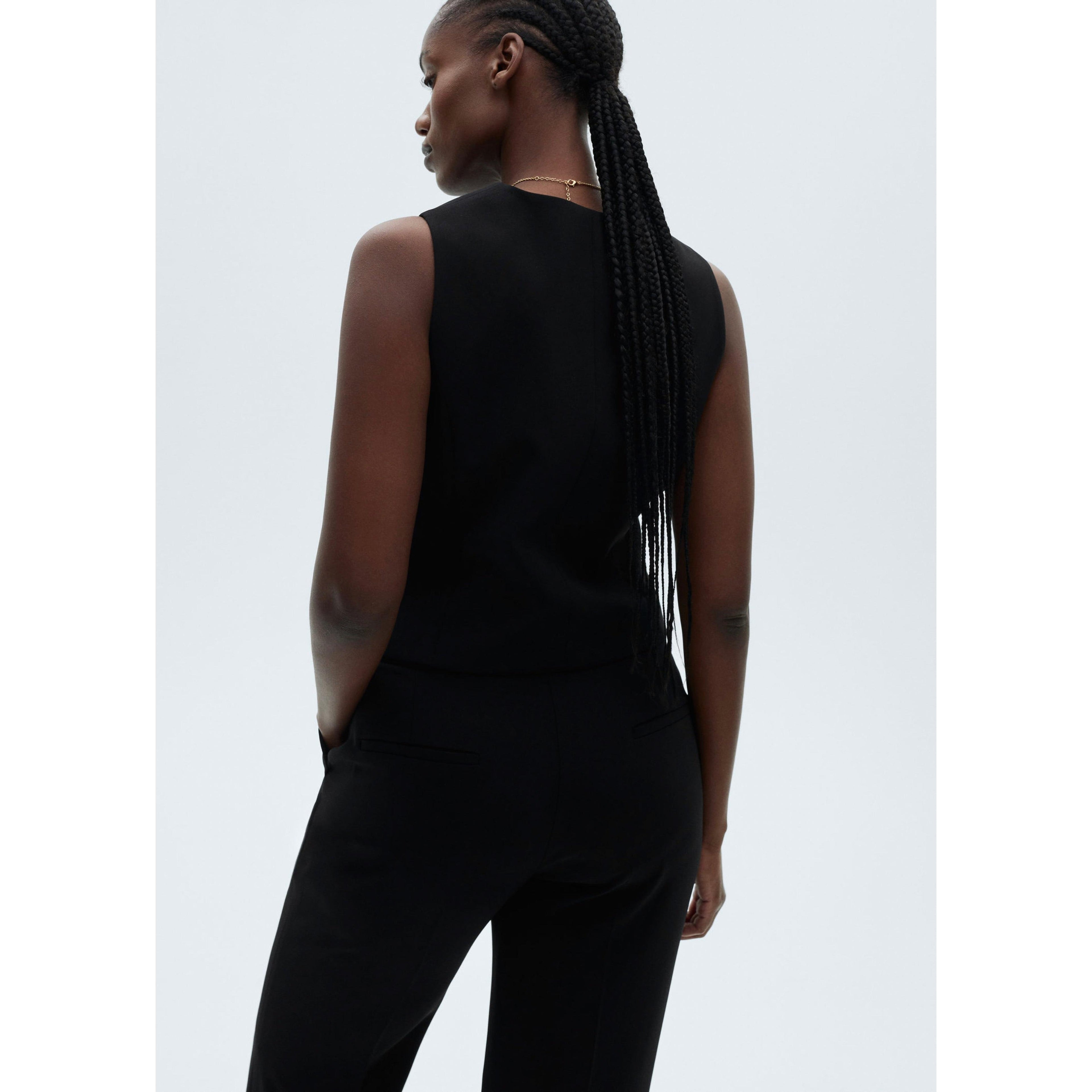 Button-Down Suit Vest - Black